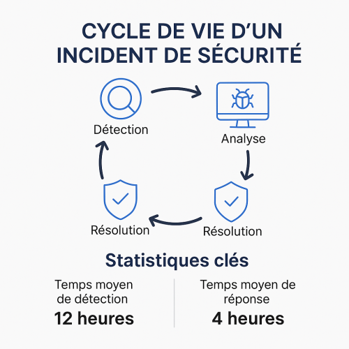 Cycle de vie d'un incident de sécurité : Visualiser les étapes de la détection à la résolution d'un incident.